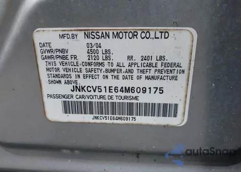 2004 Infiniti G35 from USA, damaged, VIN JNKCV51E64M609175